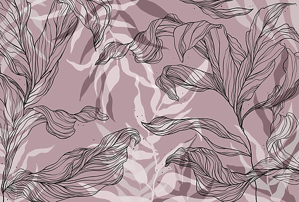 Dibujo de hojas sobre fondo rosa Dibujo de hojas sobre fondo rosa