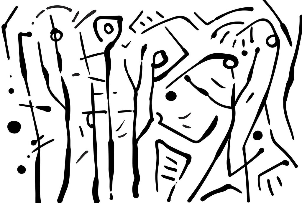 Dibujo en blanco y negro de un grupo de personas Dibujo en blanco y negro de un grupo de personas