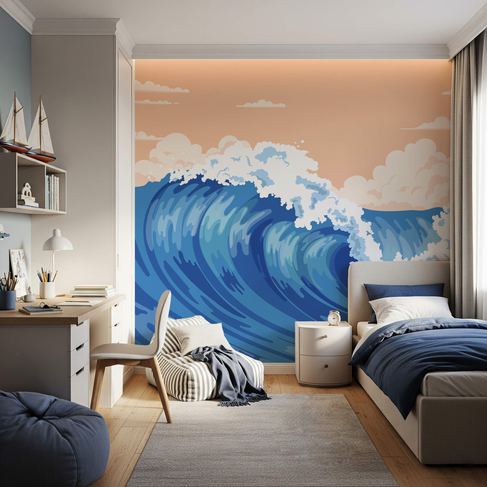 Ola grande con espuma