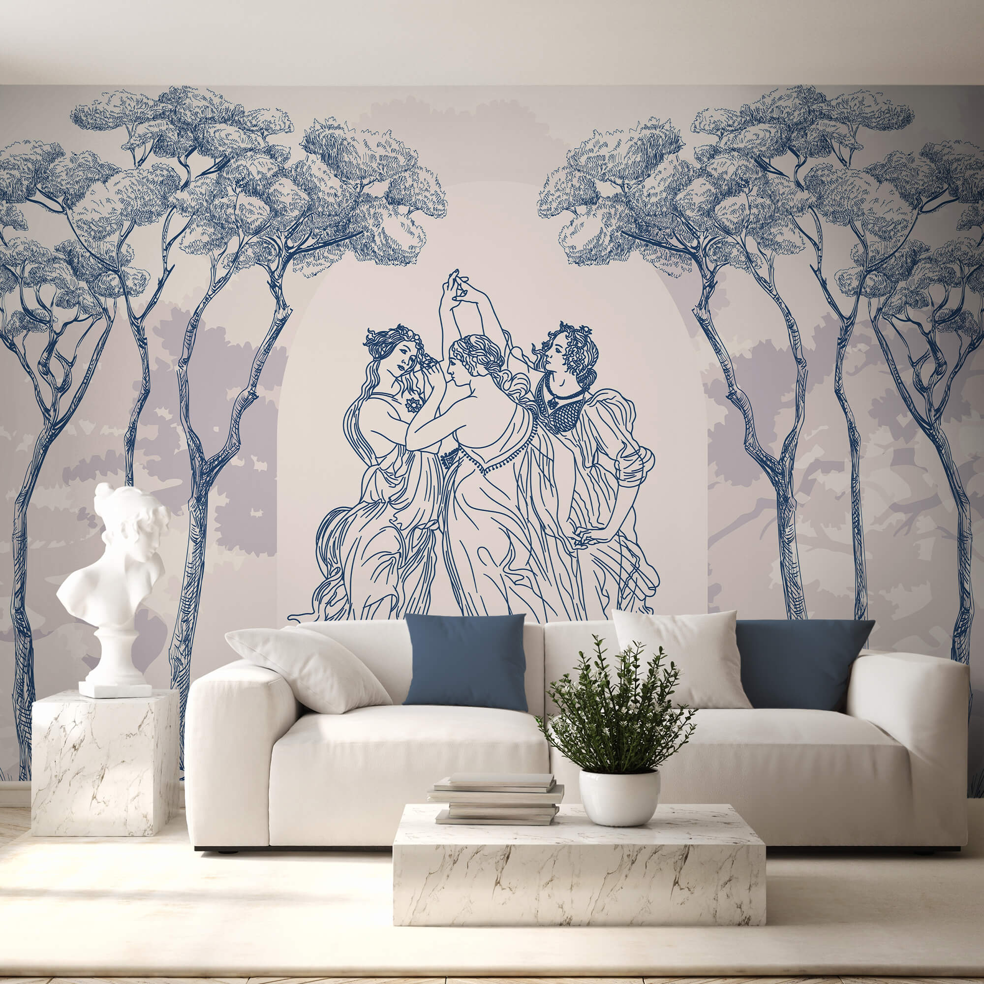 Grupo de personas bailando bajo los árboles