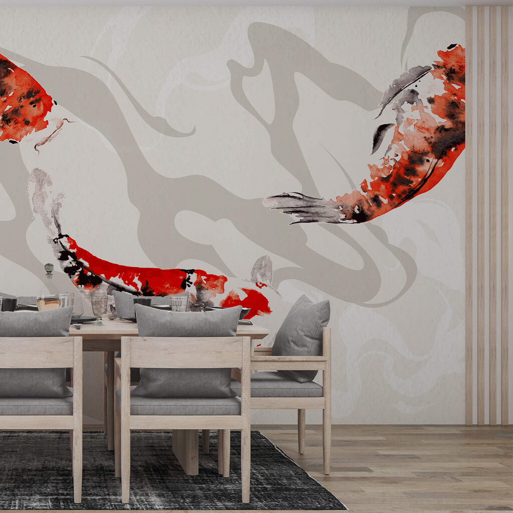 Pintura de peces nadando