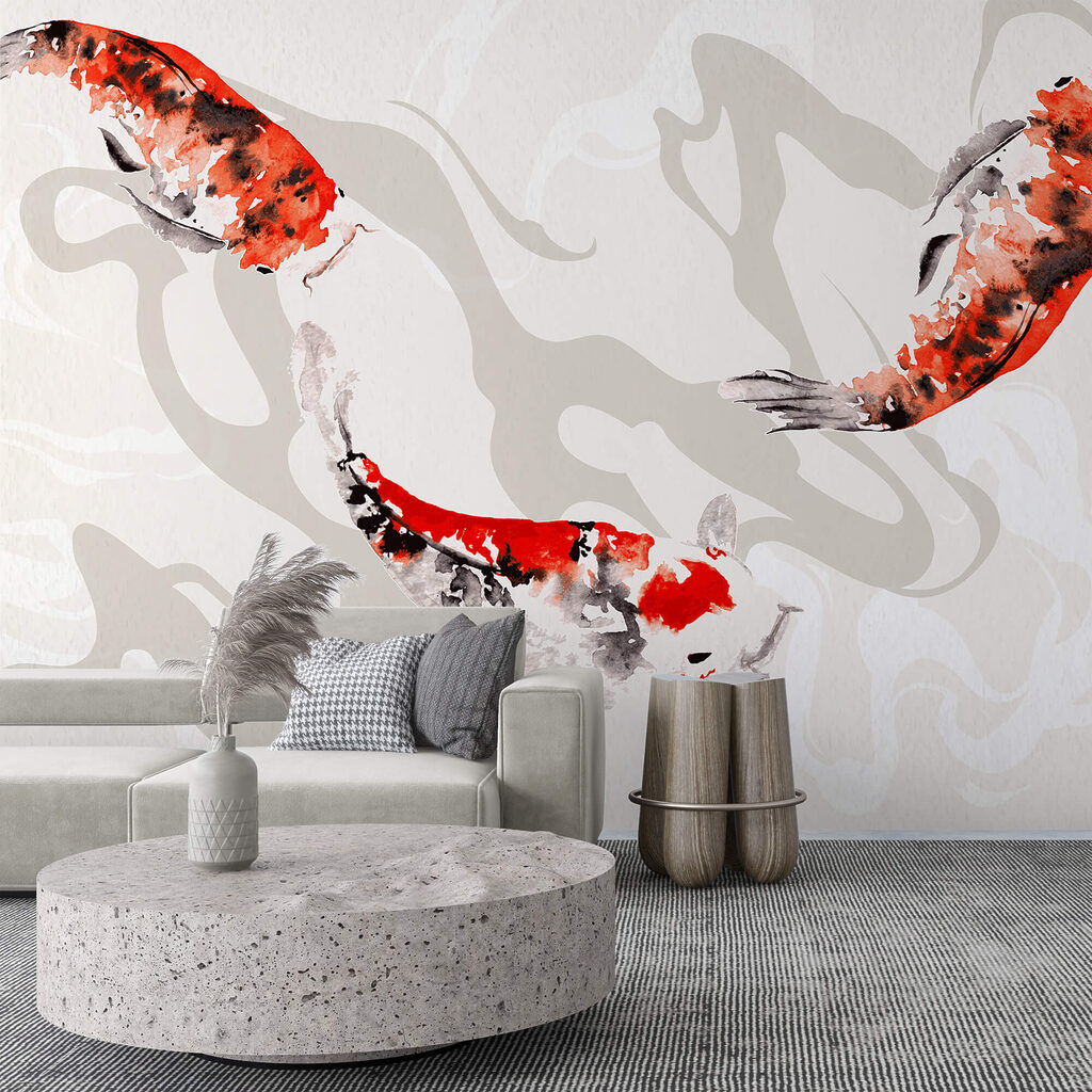 Pintura de peces nadando