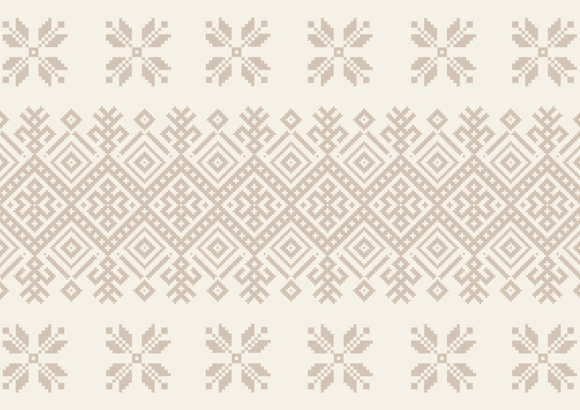 Pattern of geometric shapes and flowers