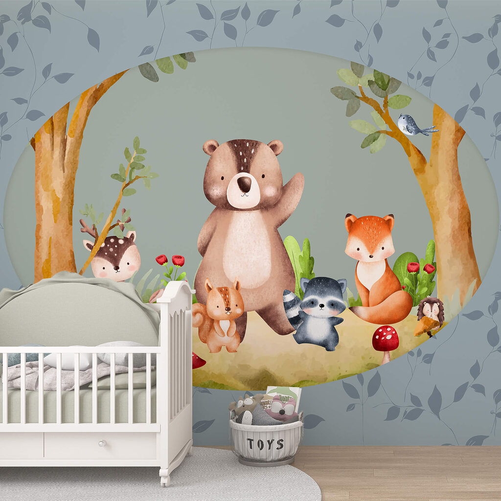 Dibujos animados de animales en un bosque