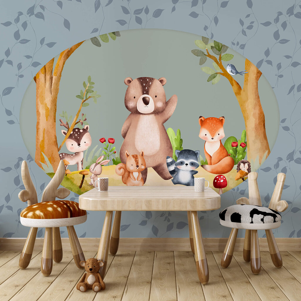Dibujos animados de animales en un bosque