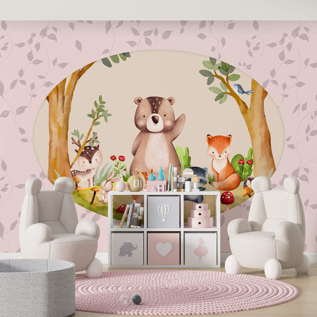 Dibujos animados de animales en un bosque