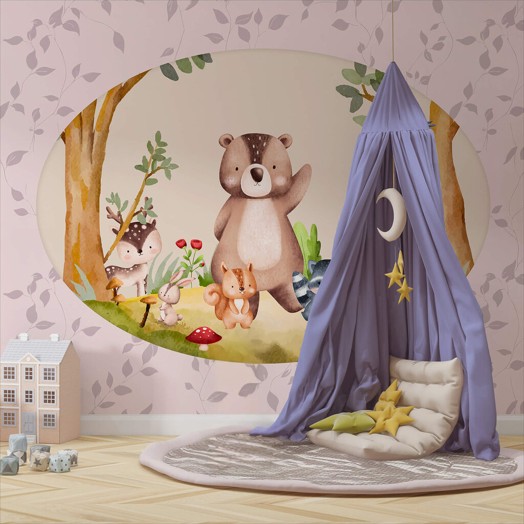 Dibujos animados de animales en un bosque