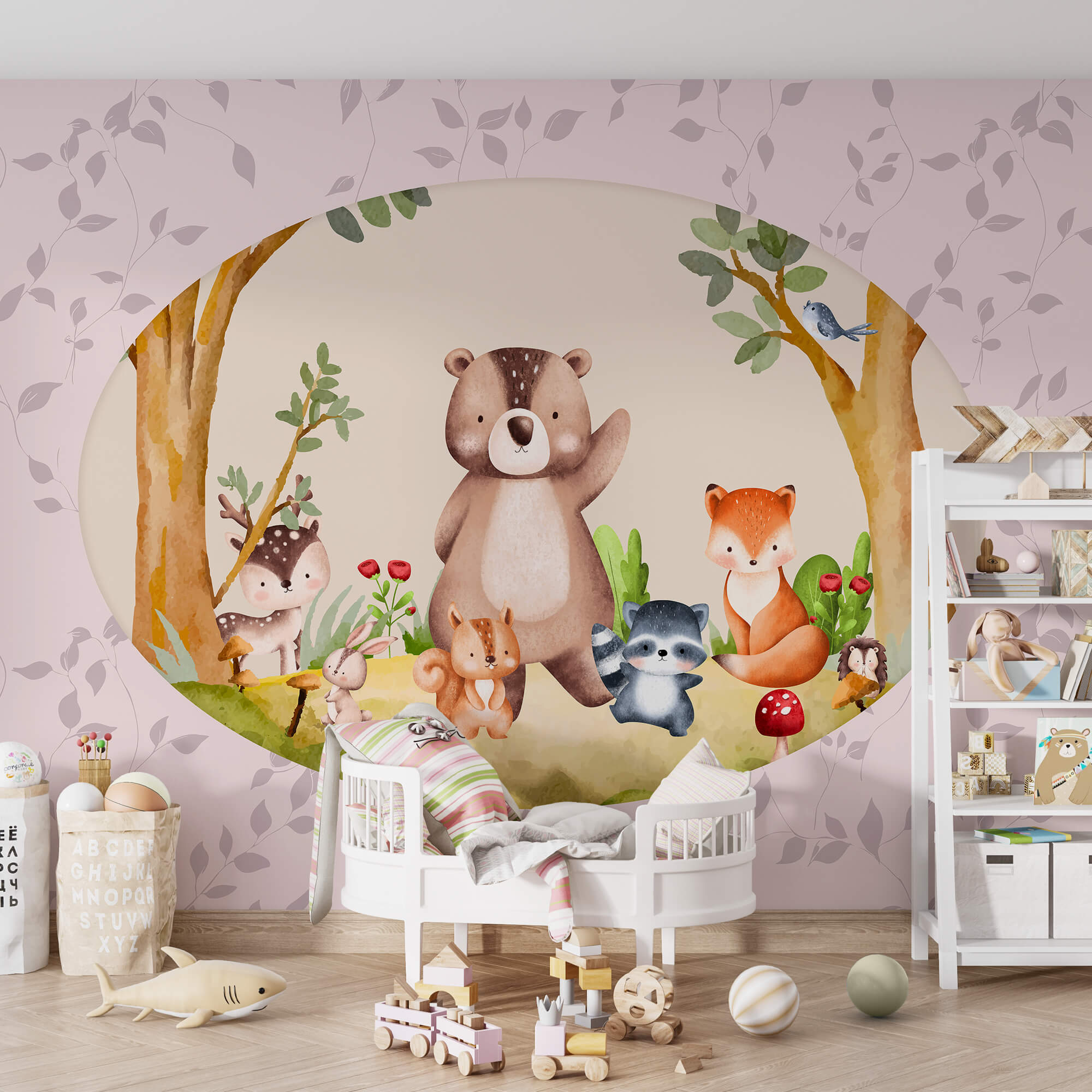 Dibujos animados de animales en un bosque