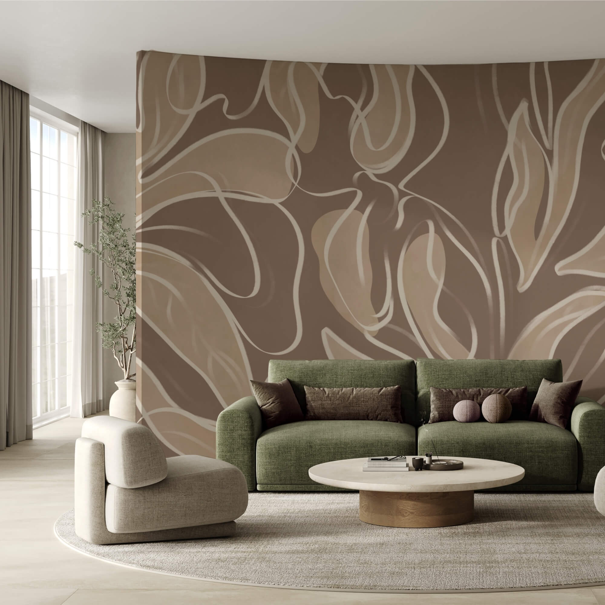 Formas orgánicas suaves en tonos neutros