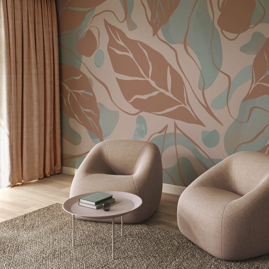 Patrón de hojas y burbujas