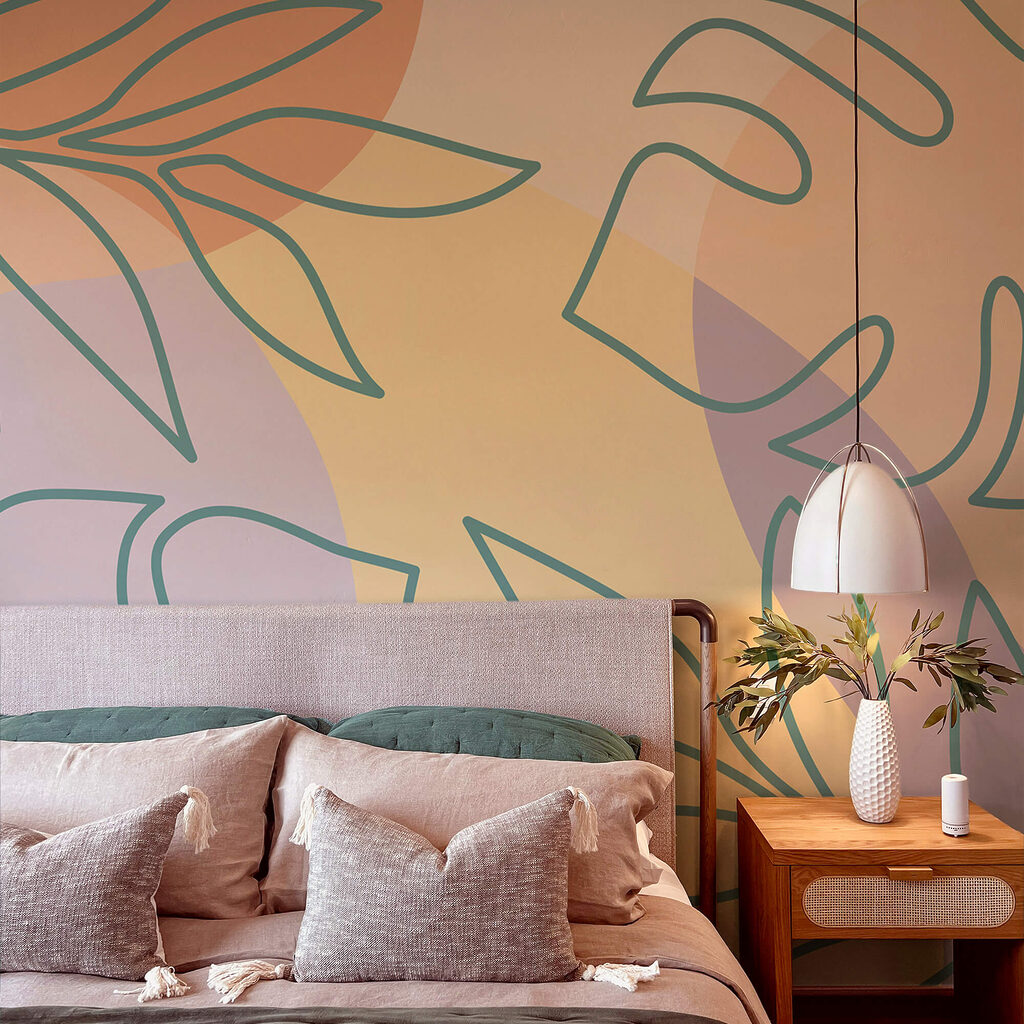 Patrón de hojas sobre un fondo colorido