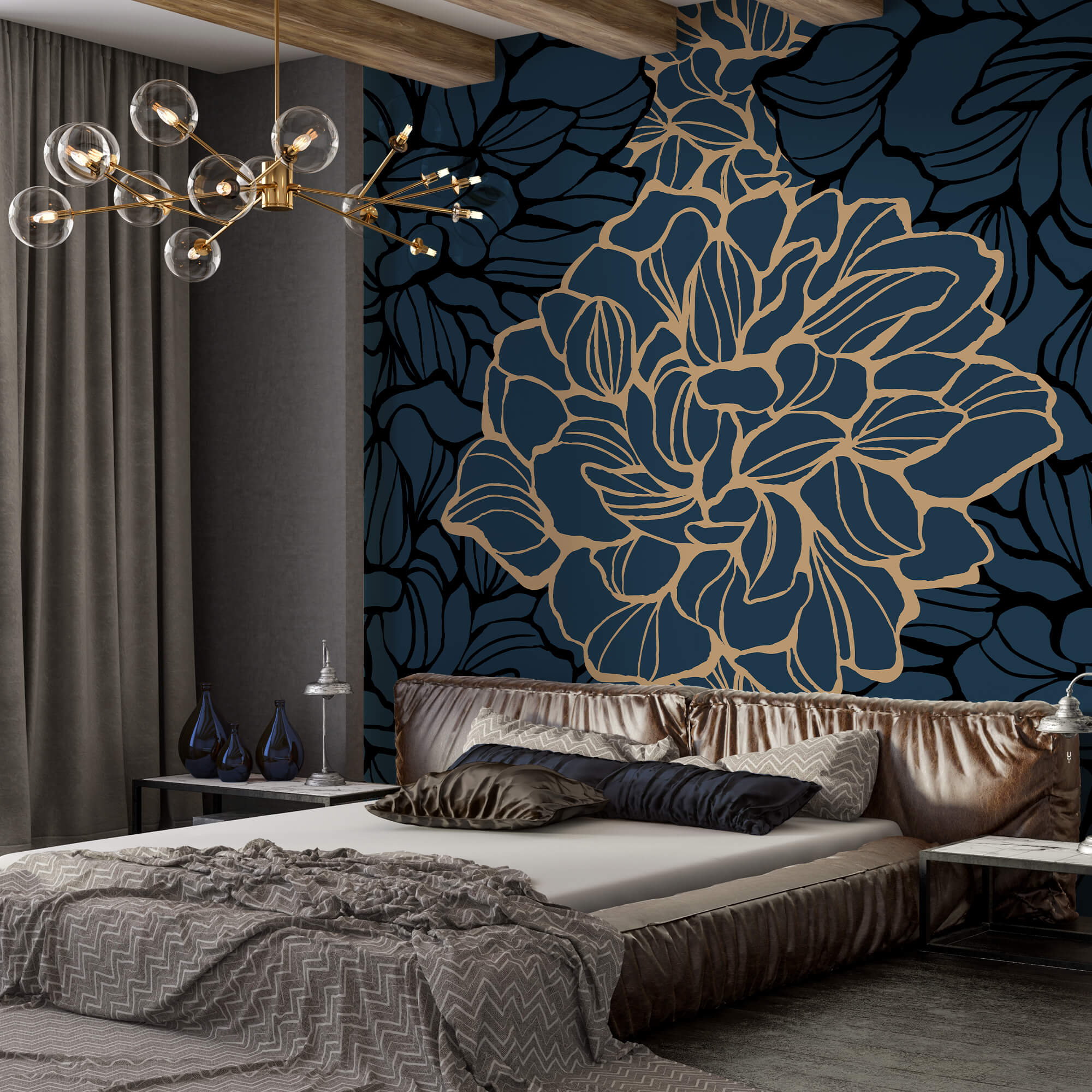 Diseño floral atrevido sobre fondo oscuro Diseño floral atrevido sobre fondo oscuro