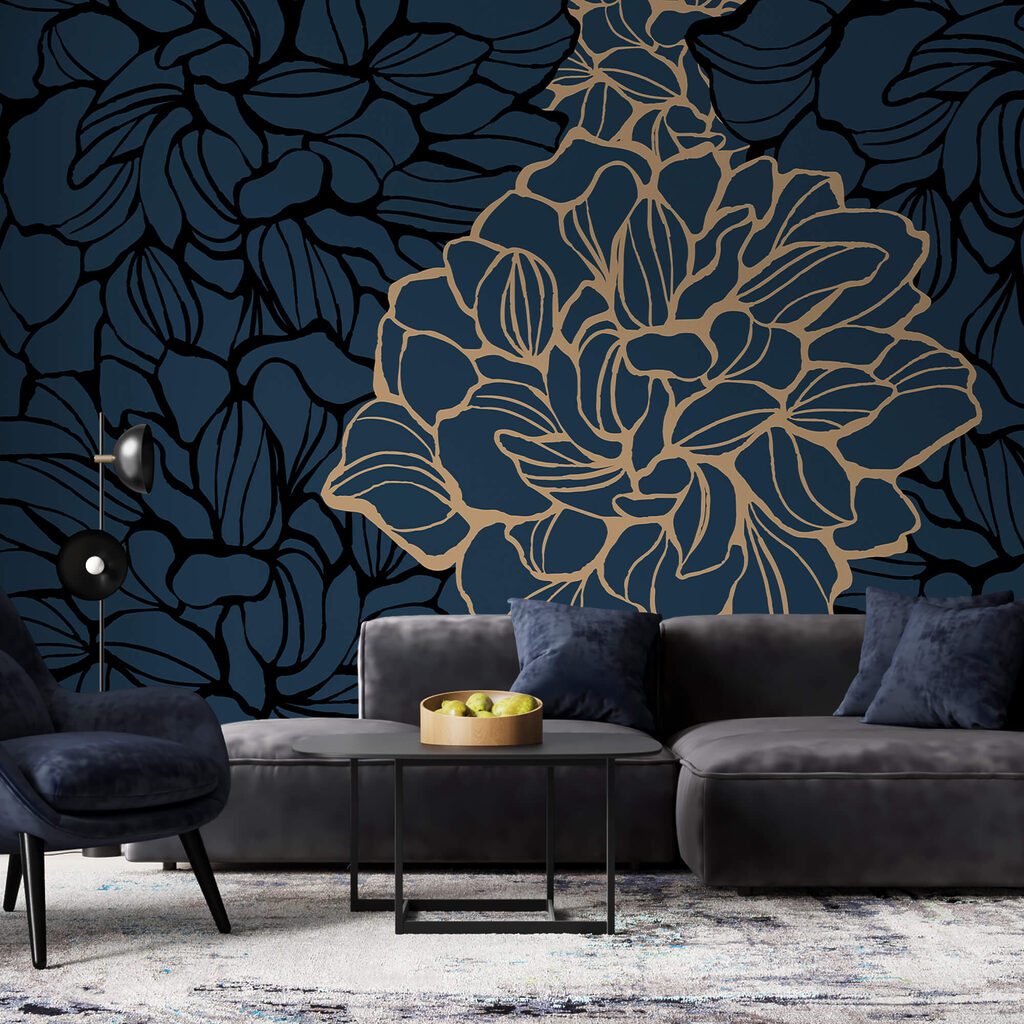 Diseño floral atrevido sobre fondo oscuro Diseño floral atrevido sobre fondo oscuro