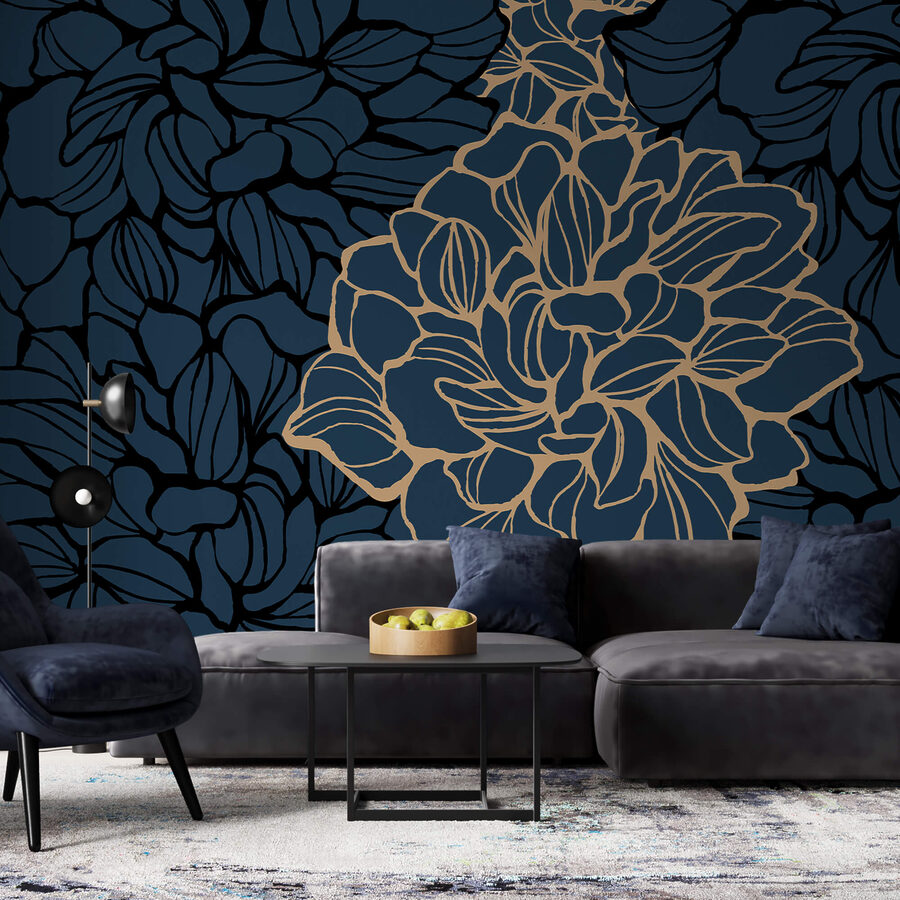 Diseño floral atrevido sobre fondo oscuro
