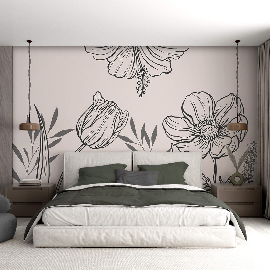 Delicado diseño floral lineal