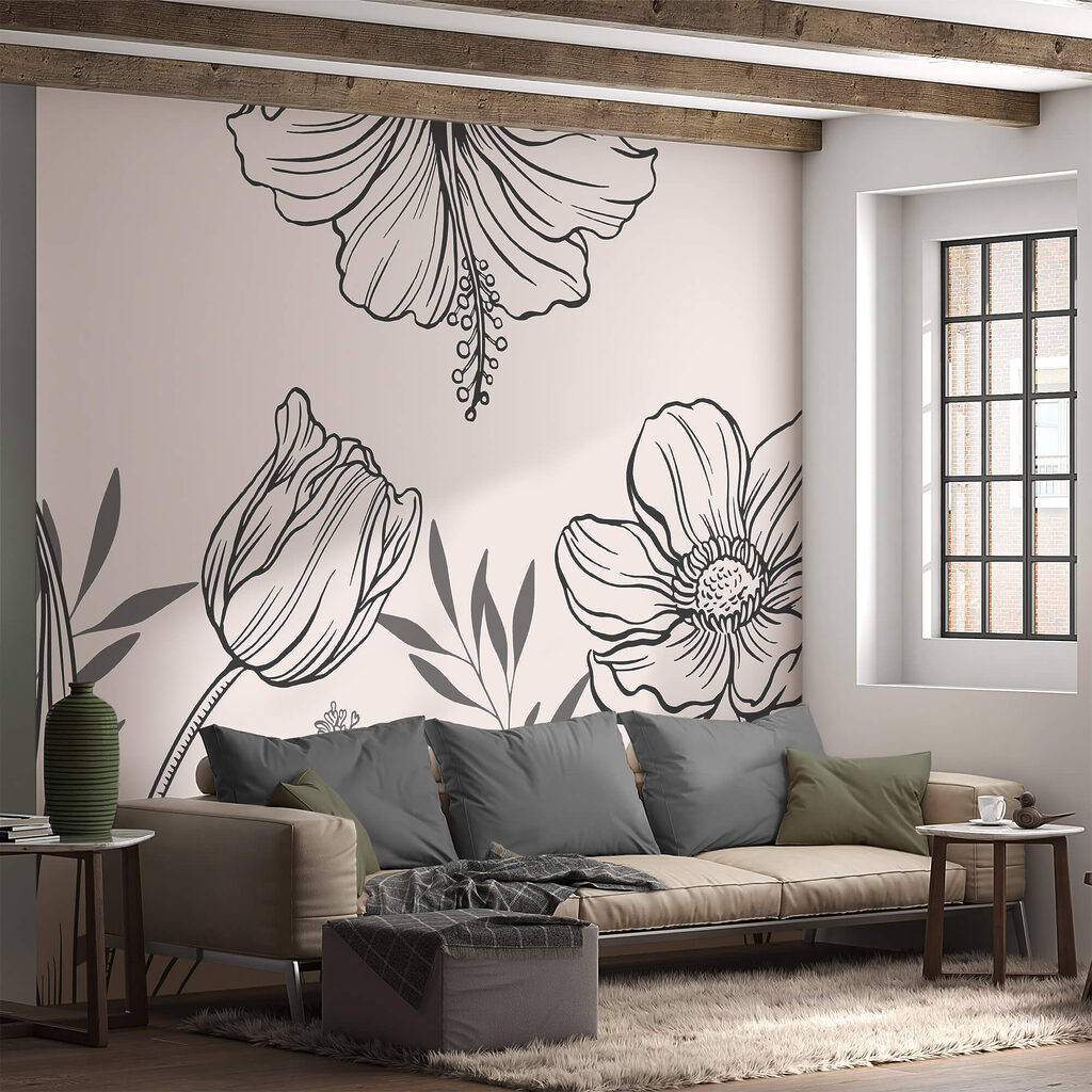 Delicado diseño floral lineal