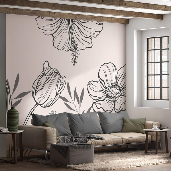 Delicado diseño floral lineal
