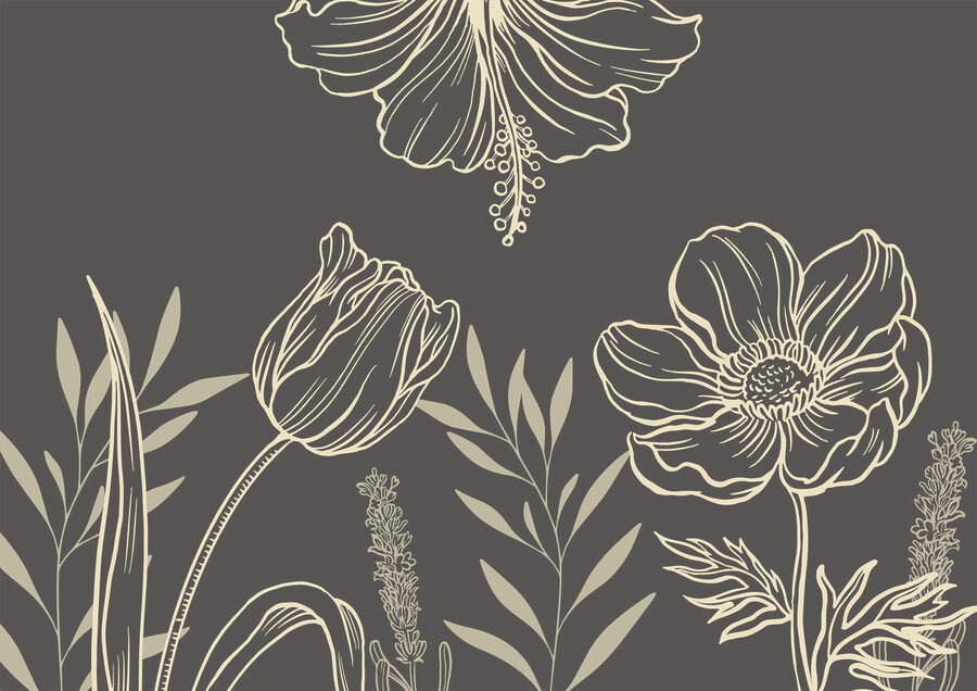 Delicado diseño floral lineal