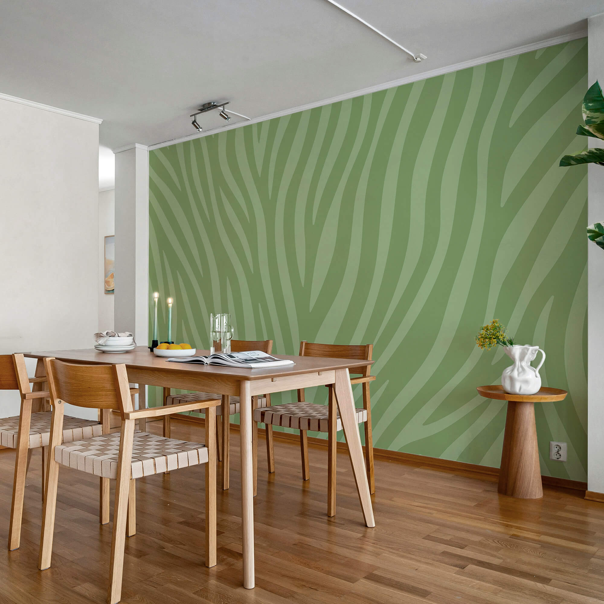 Estampado de cebra verde y blanco