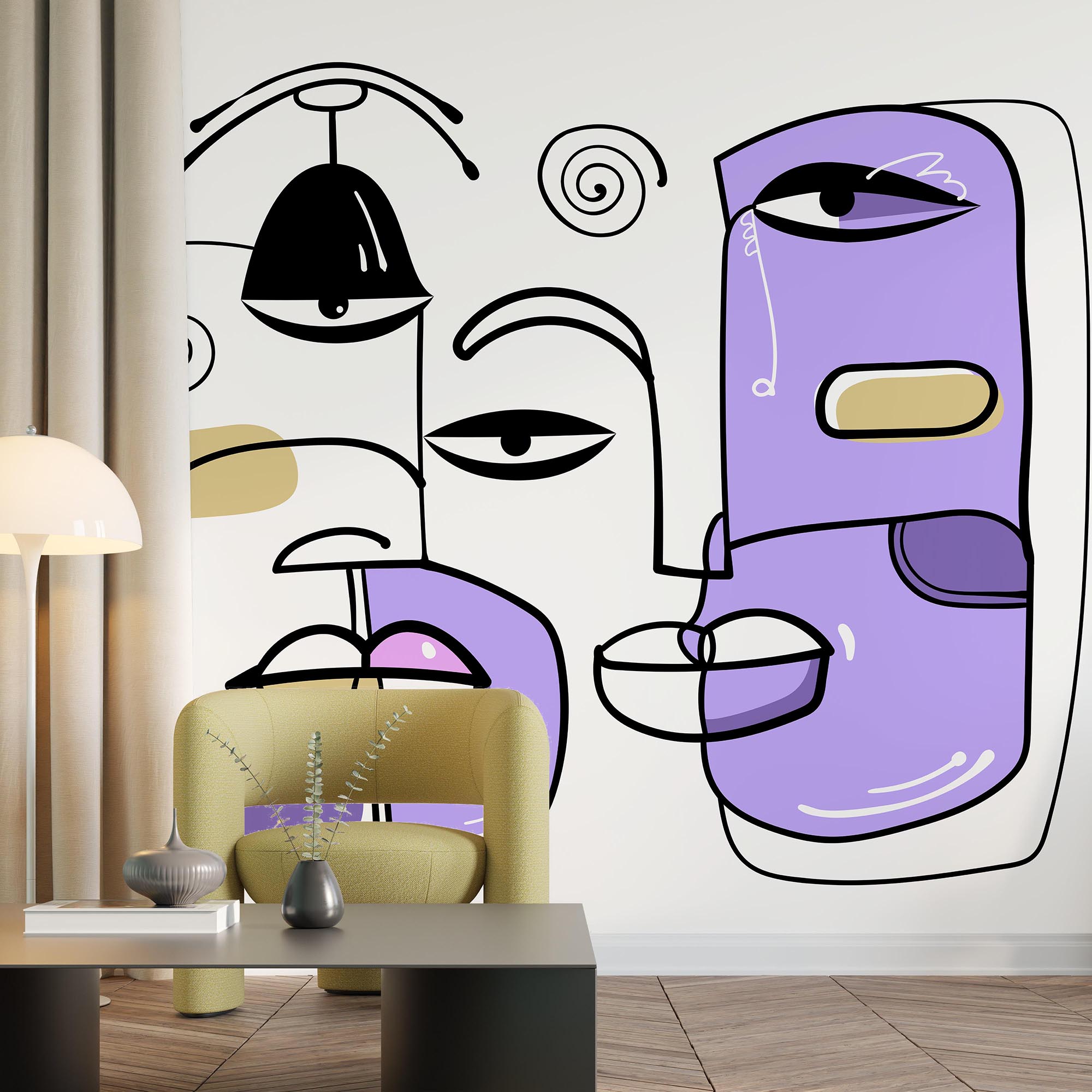 Grupo de caras dibujadas en diferentes colores