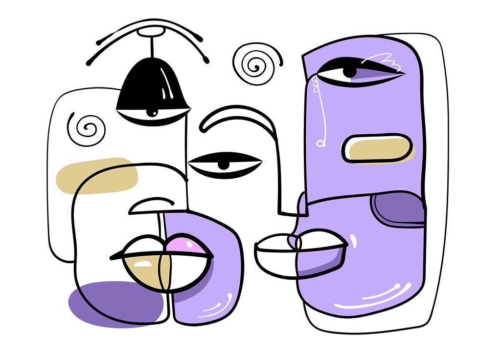 Grupo de caras dibujadas en diferentes colores Grupo de caras dibujadas en diferentes colores