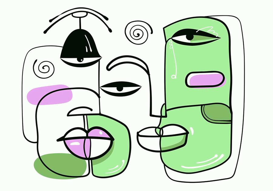Dibujo de caras y labios