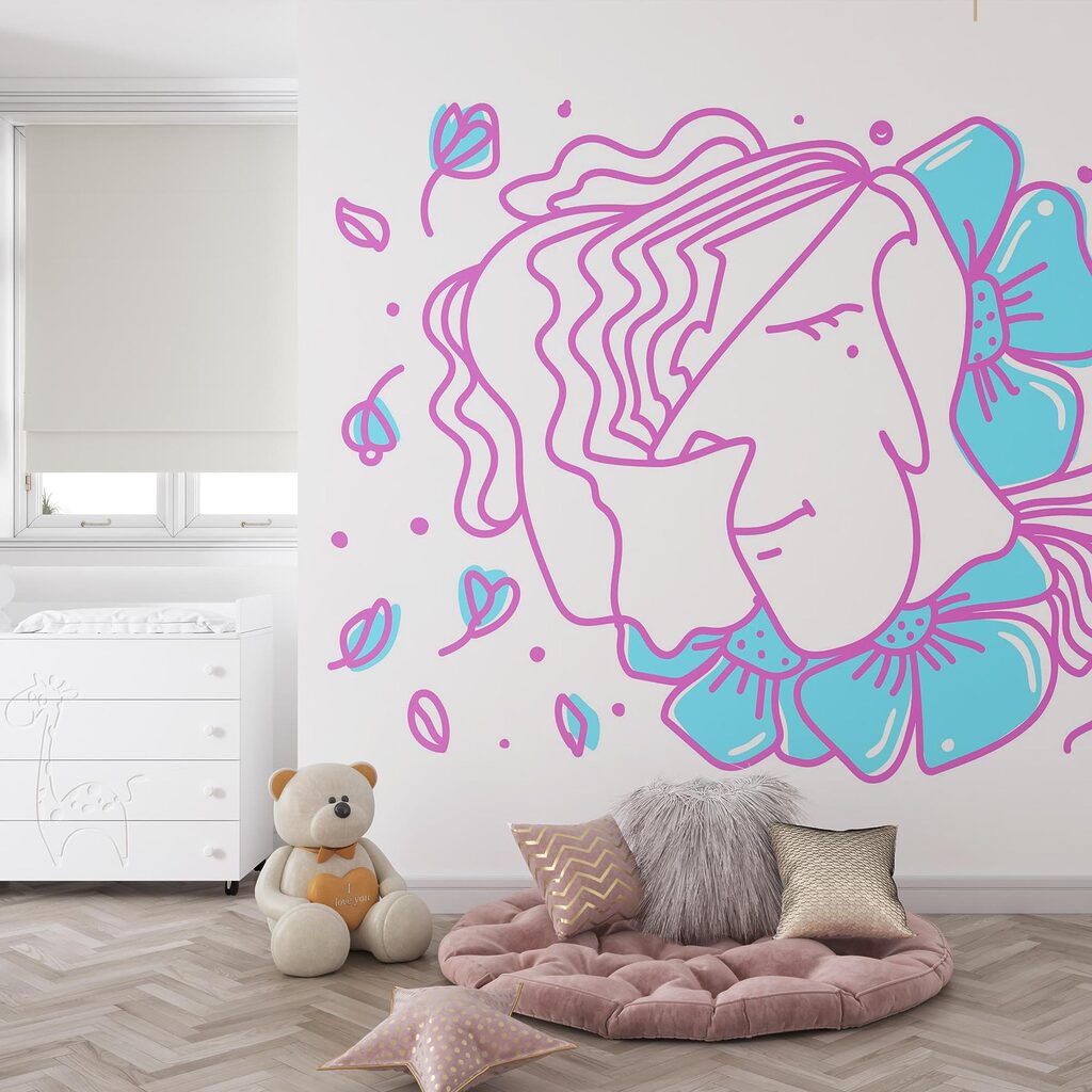 Dibujo de una mujer con flores
