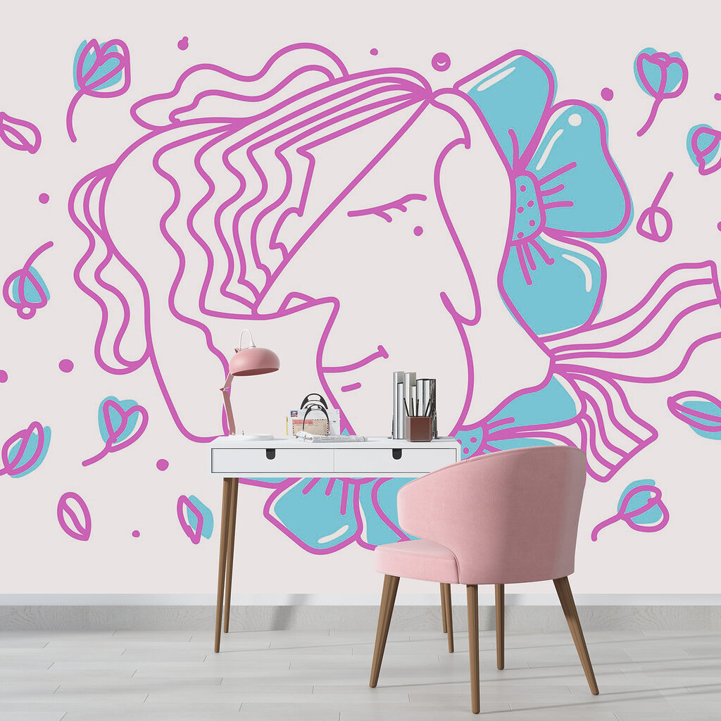 Dibujo de una mujer con flores