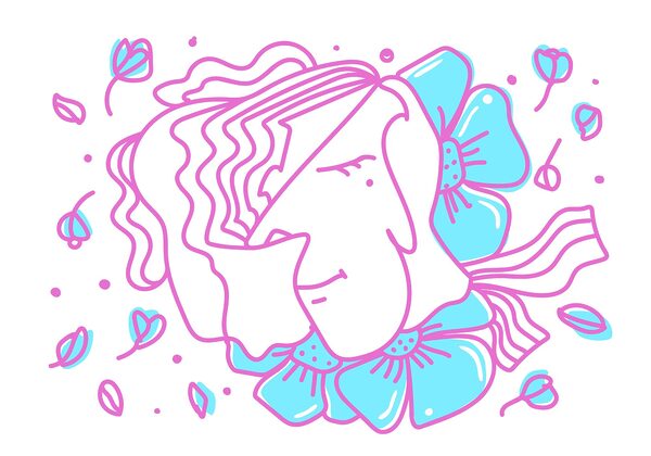 Dibujo de una mujer con flores Dibujo de una mujer con flores