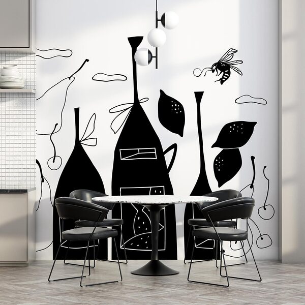 Dibujo en blanco y negro de botellas Dibujo en blanco y negro de botellas