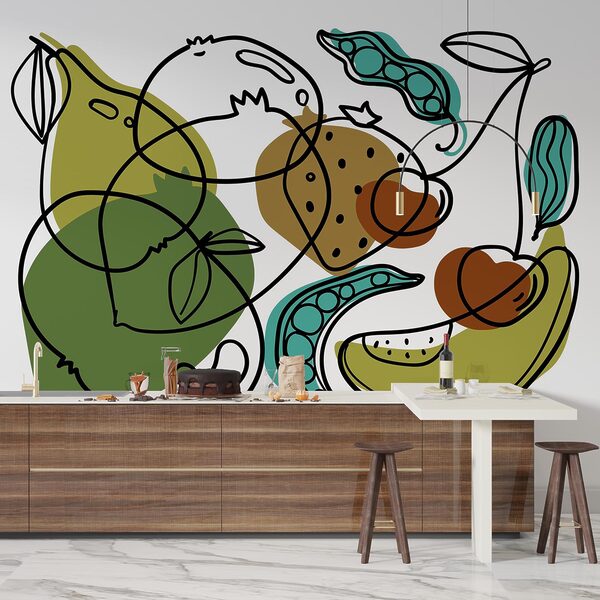 Wall murals Drawing of different fruits Wall murals Drawing of different fruits