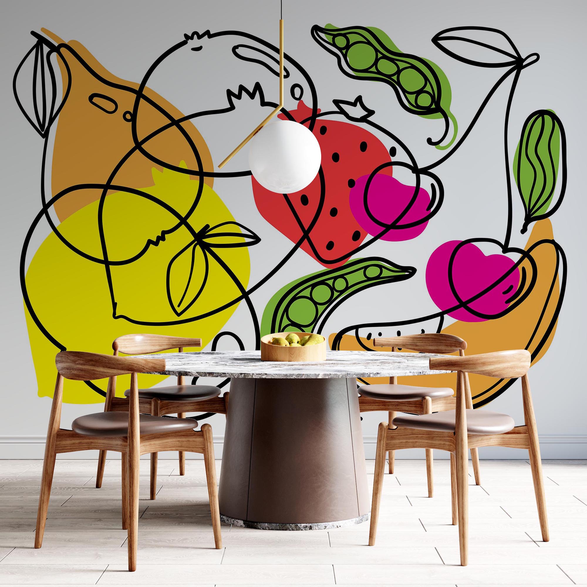 Dibujo de diferentes frutas y verduras