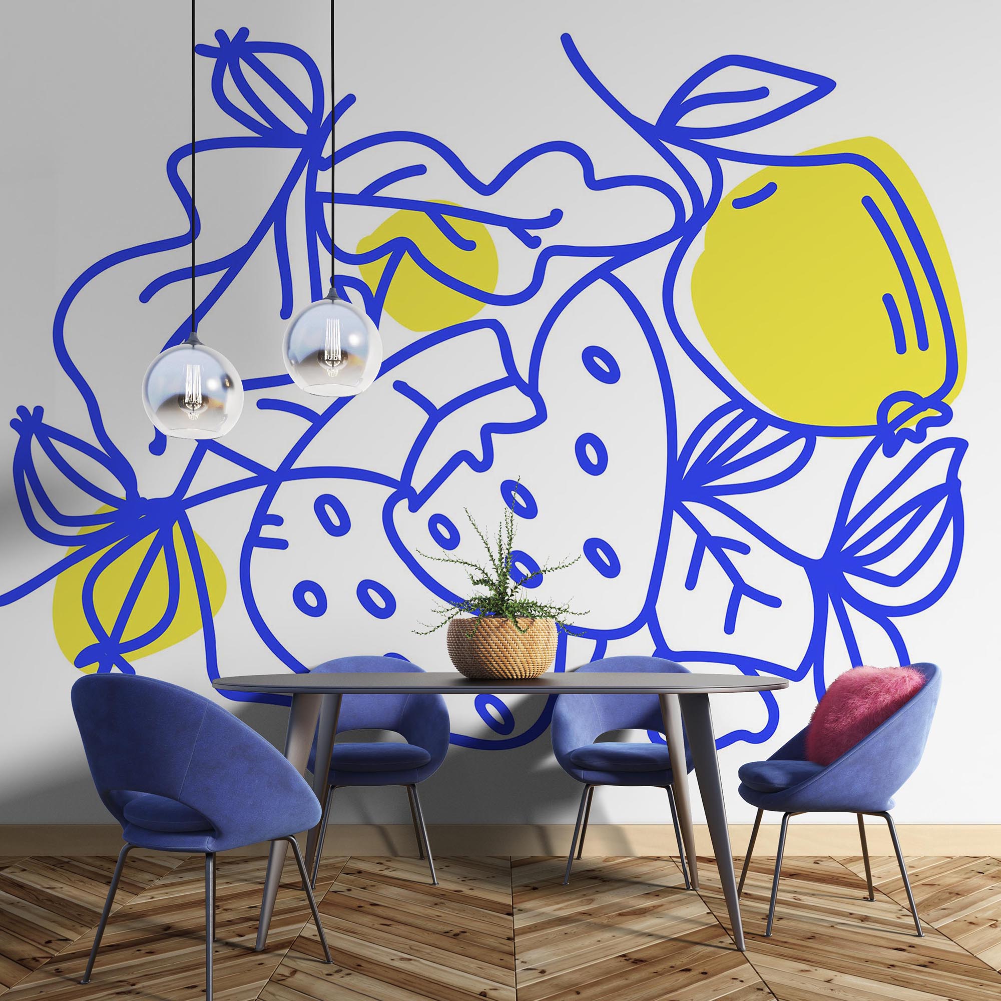 Dibujo de frutas y hojas