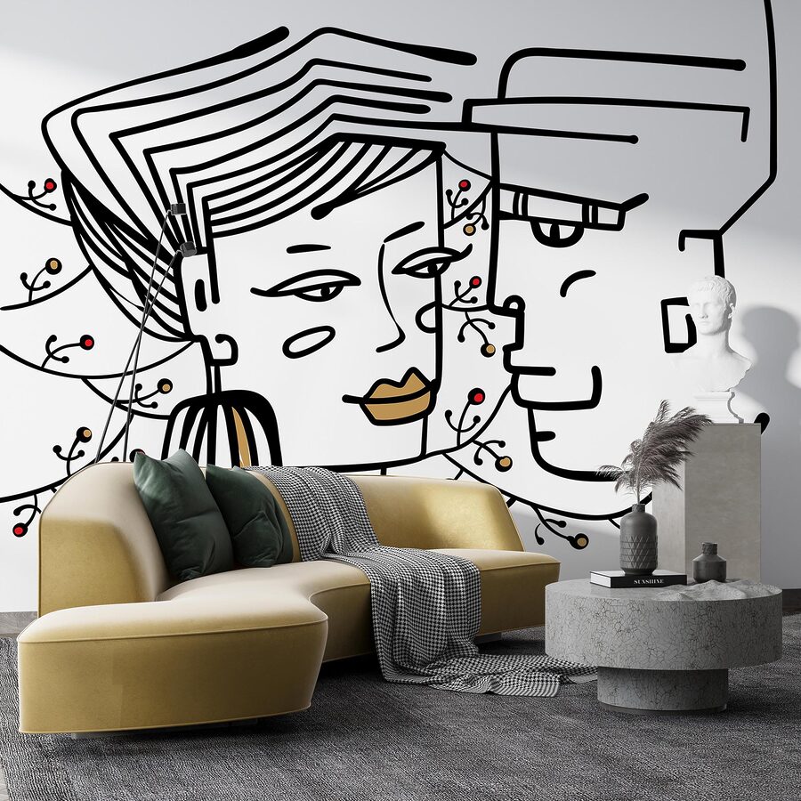 Fotomurales Wall murals Drawing of a man and a woman
