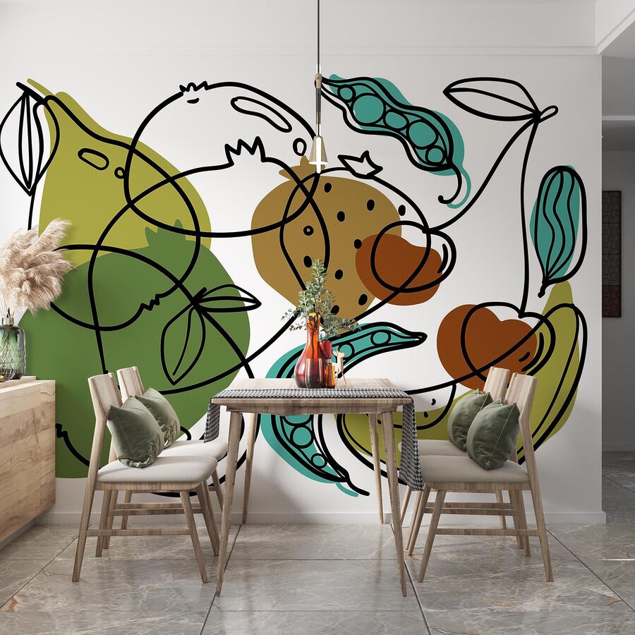 Wall murals Drawing of different fruits