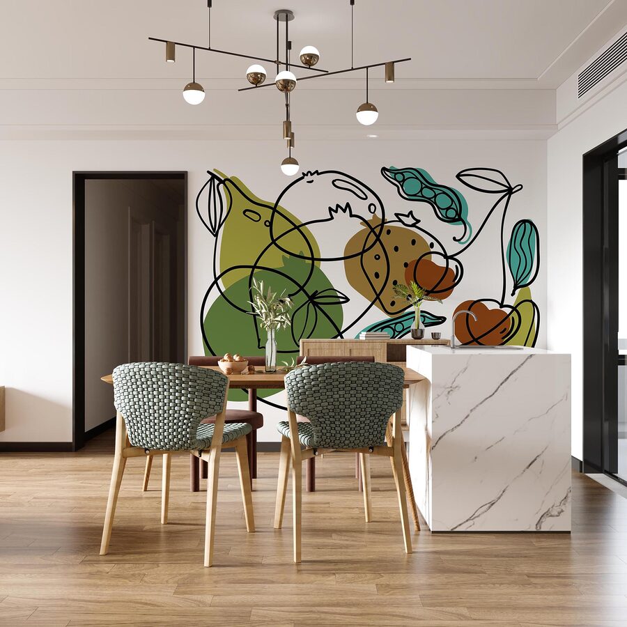 Wall murals Drawing of different fruits
