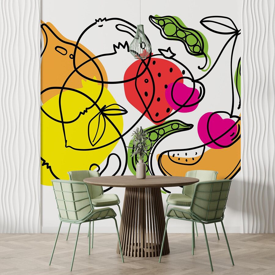 Dibujo de diferentes frutas y verduras