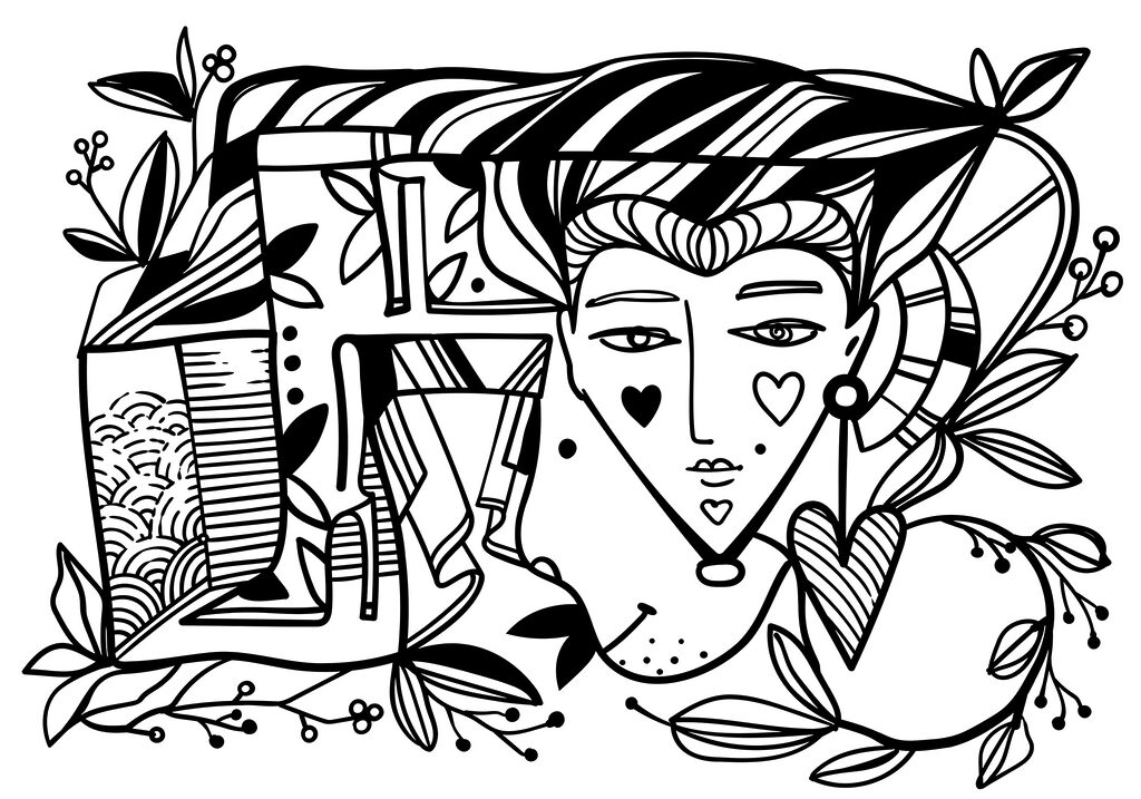Dibujo de la cara de una persona en blanco y negro Dibujo de la cara de una persona en blanco y negro