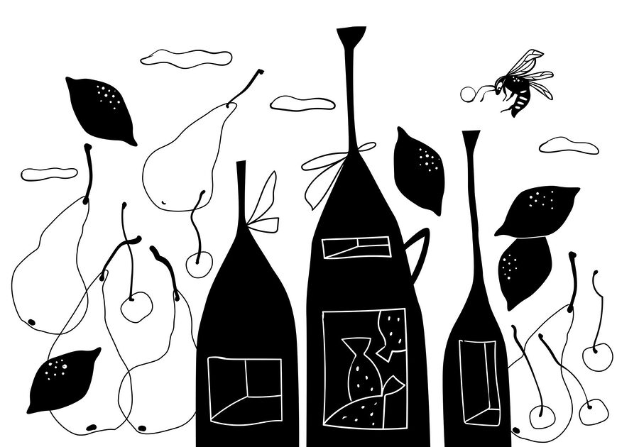 Fotomurales Dibujo en blanco y negro de botellas - Imagen 3