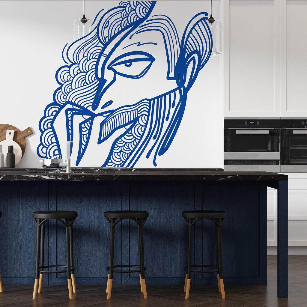 Dibujo de un hombre con la mano en la boca