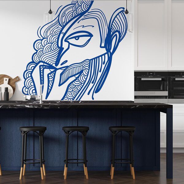 Dibujo de un hombre con la mano en la boca