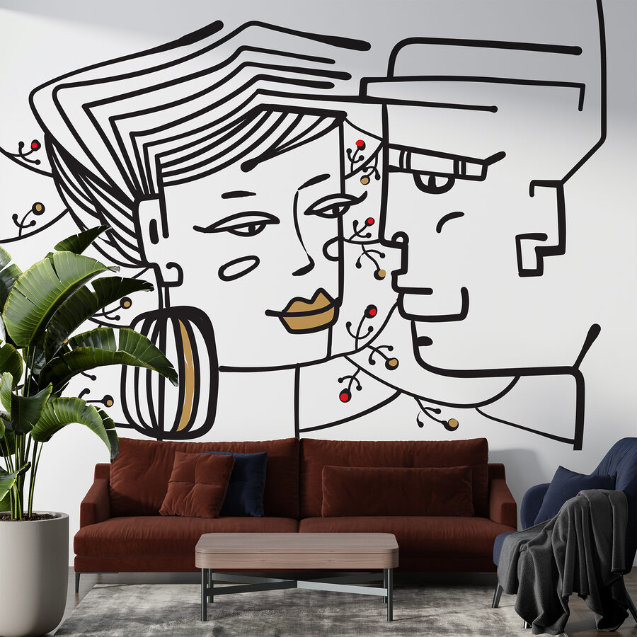 Fotomurales Wall murals Drawing of a man and a woman - Imagen 2