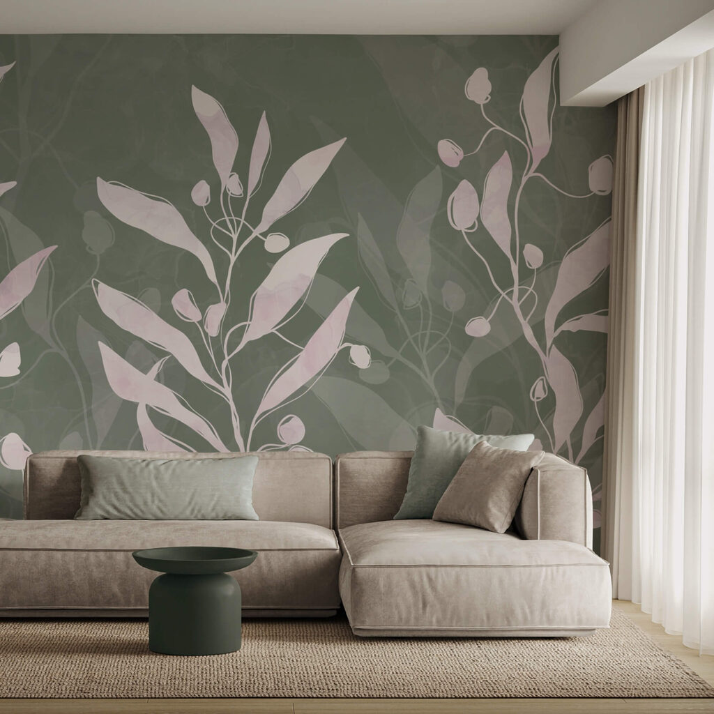 Delicadas hojas sobre un fondo apagado