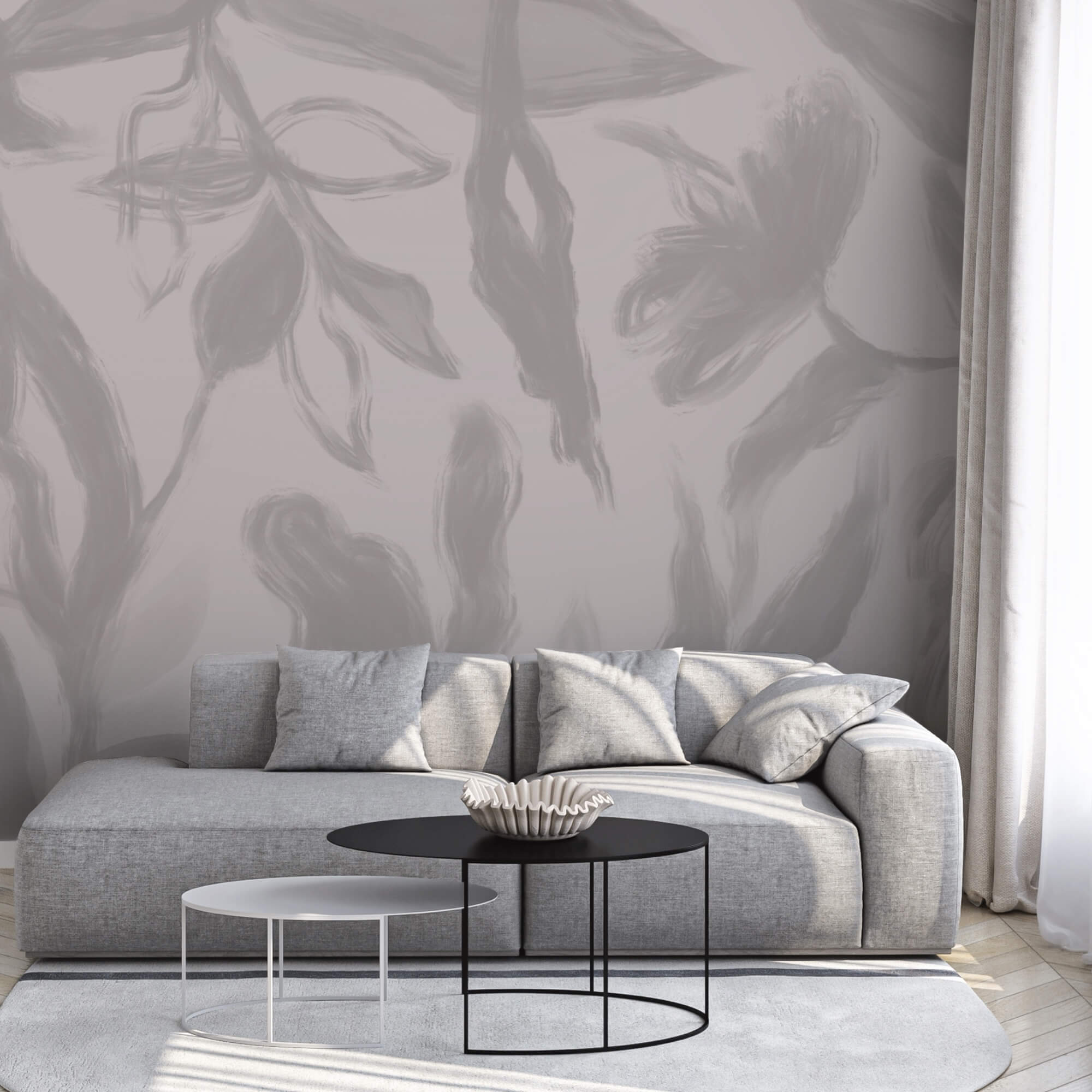 Fondo gris y blanco con flores