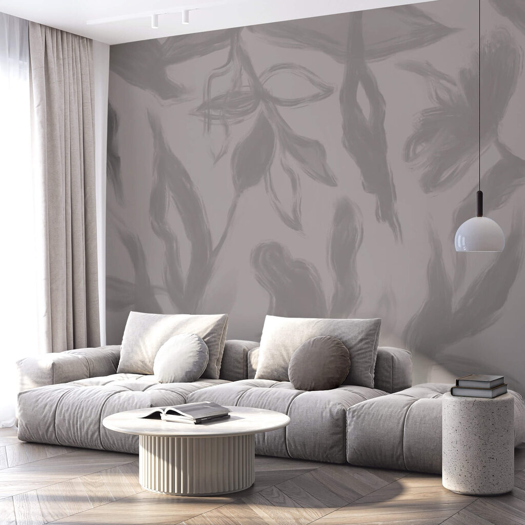 Fondo gris y blanco con flores