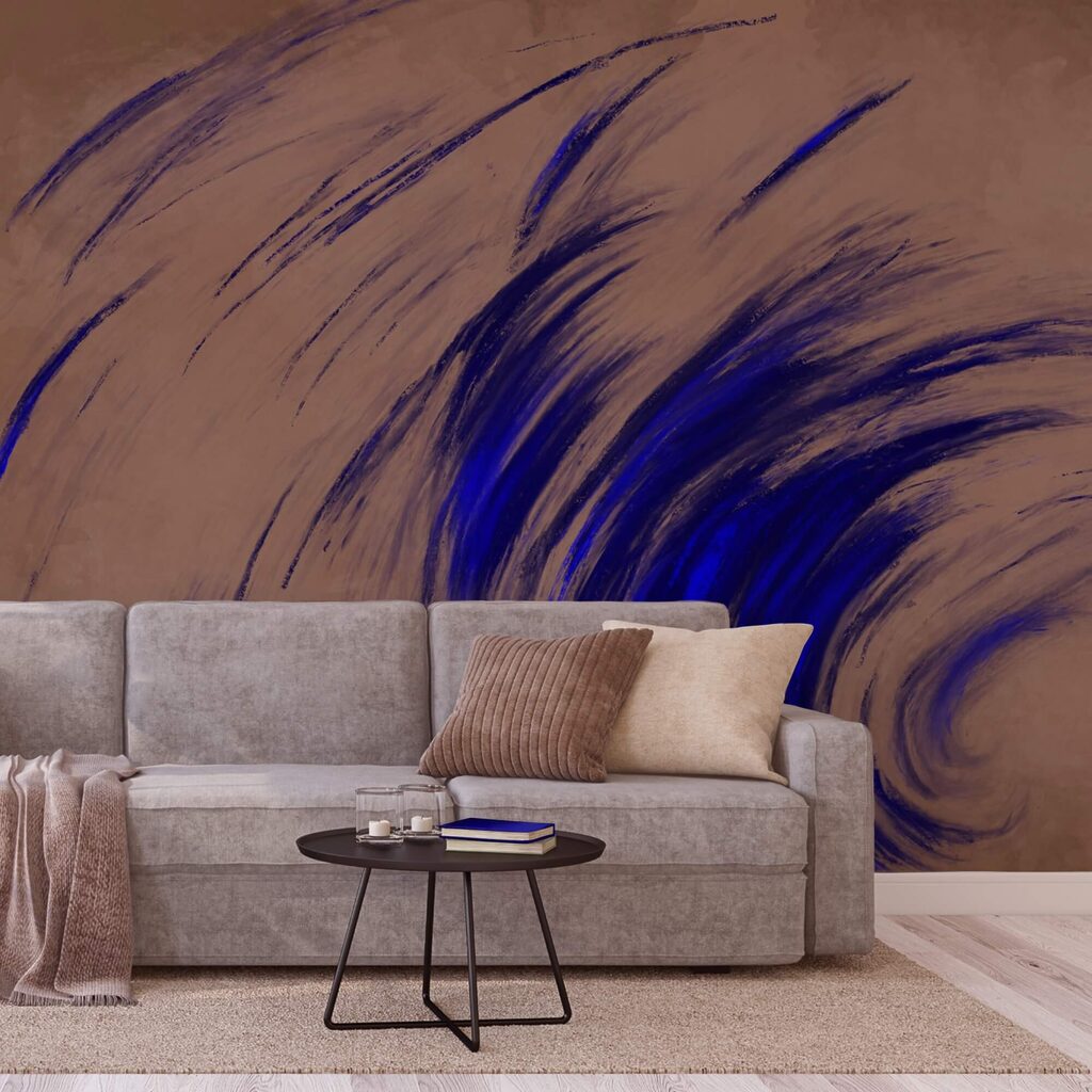 Remolinos azules sobre fondo marrón