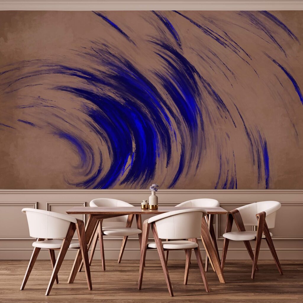 Remolinos azules sobre fondo marrón