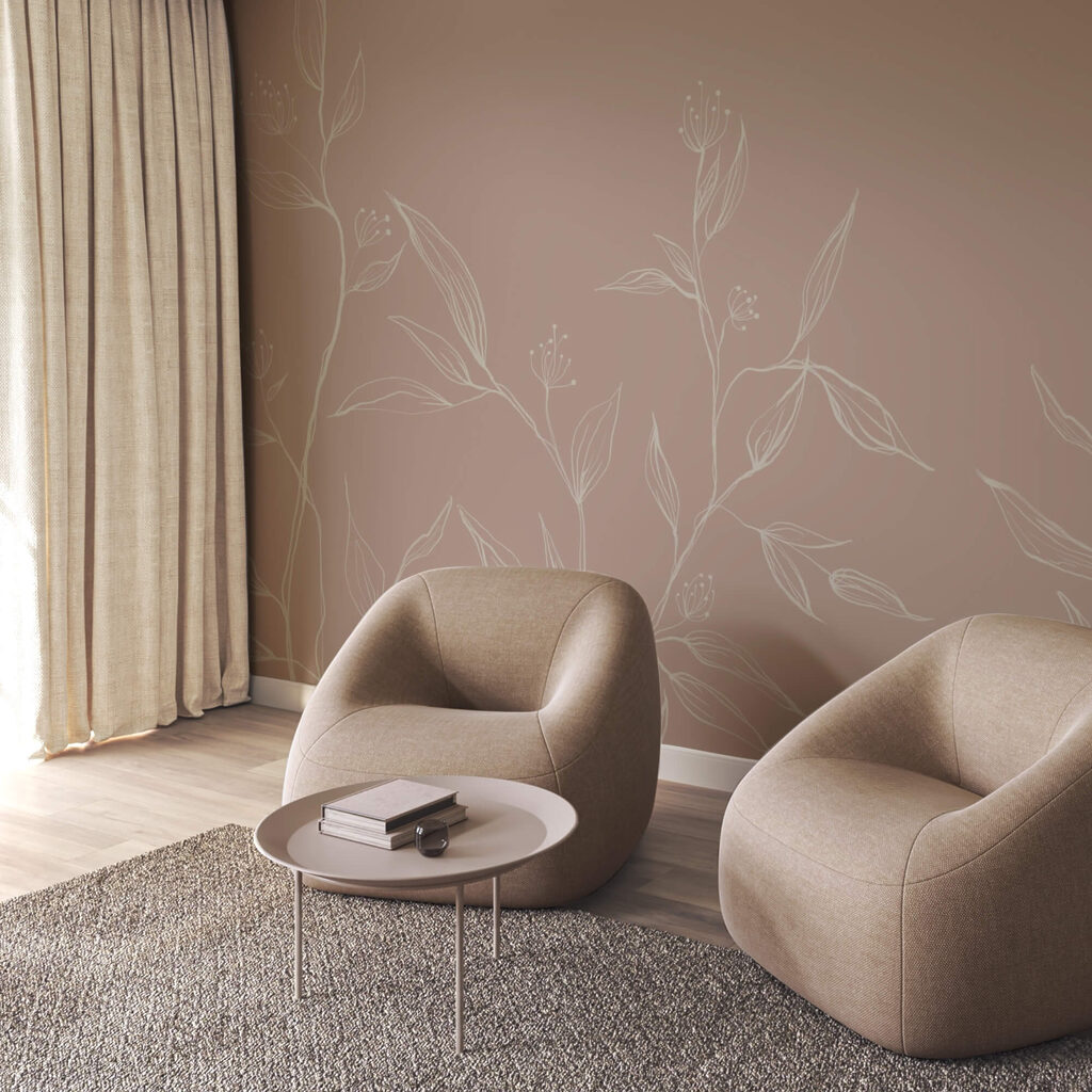 Delicadas hojas sobre un fondo de suaves tonos pastel