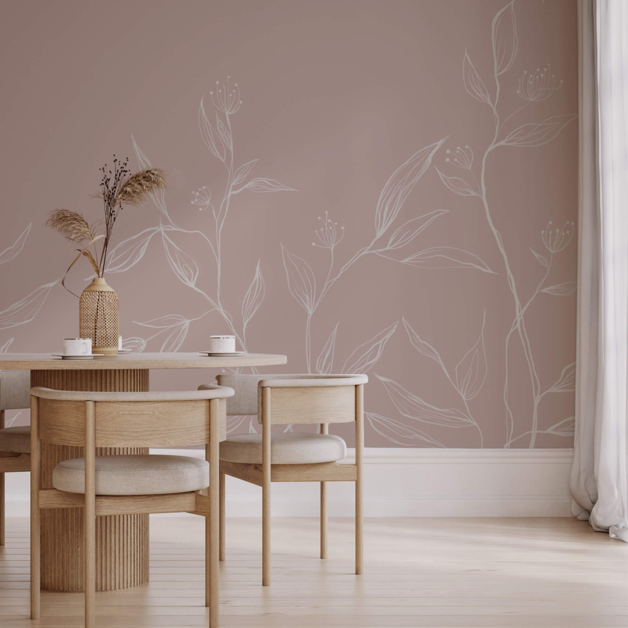 Delicadas hojas sobre un fondo de suaves tonos pastel