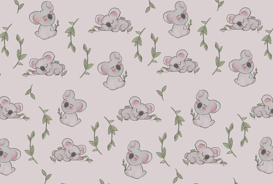 Patrón de koalas y hojas